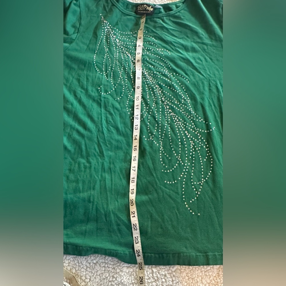 Bob Moche Wearable Art Women’s Long Sleeve Green Pullover Top size 1X Sequins - Picture 7 of 9